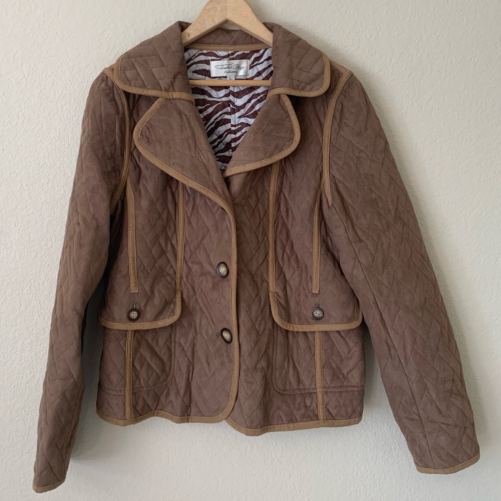 TASHA POLIZZI Collection Brown Quilted Blazer Jacket Women’s Size Large